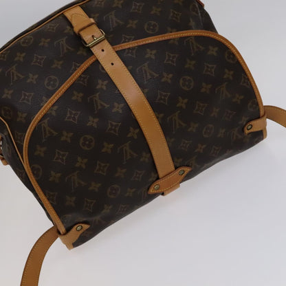 Louis Vuitton Saumur 35, Brown, Canvas, shoulder