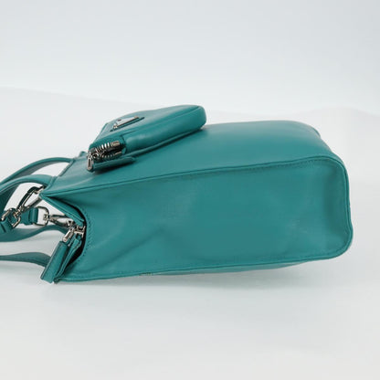 Prada Triangle Logo, Blue, Leather, handbag