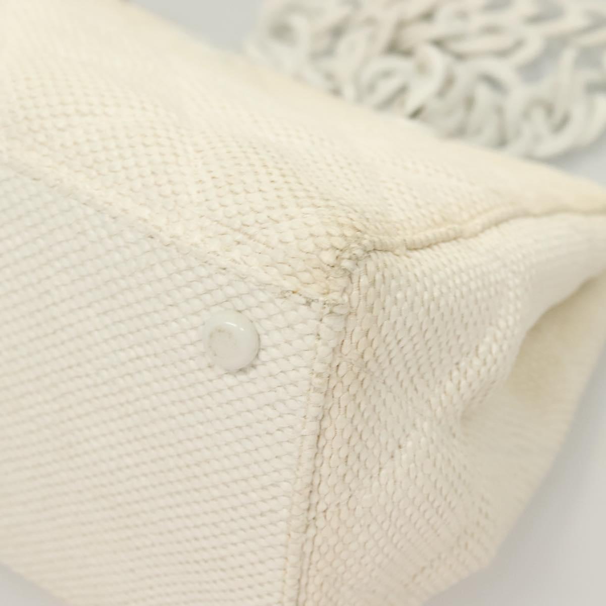 Chanel Logo CC, White, Canvas, shoulder