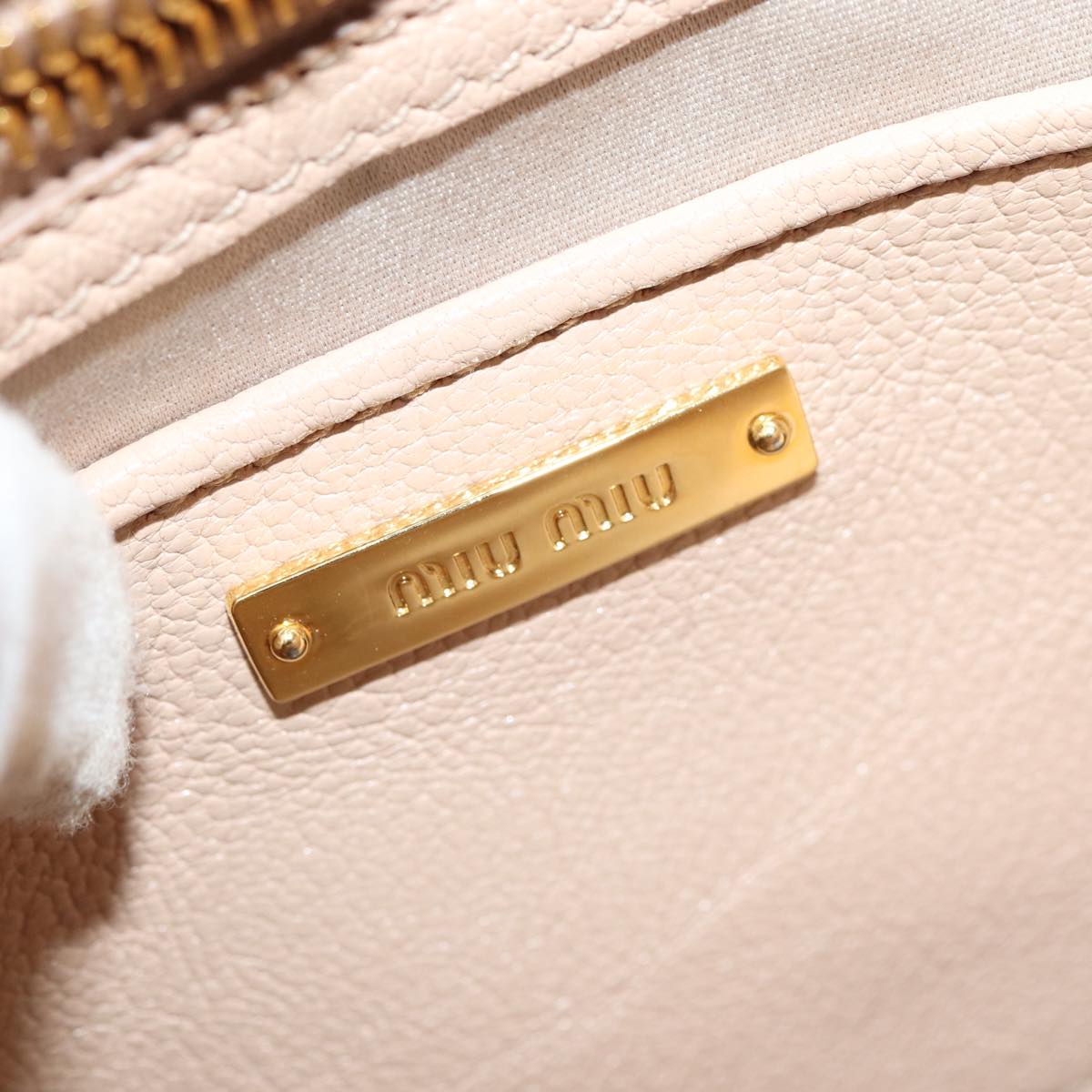 Miu Miu Madras, Beige, Leather, handbag