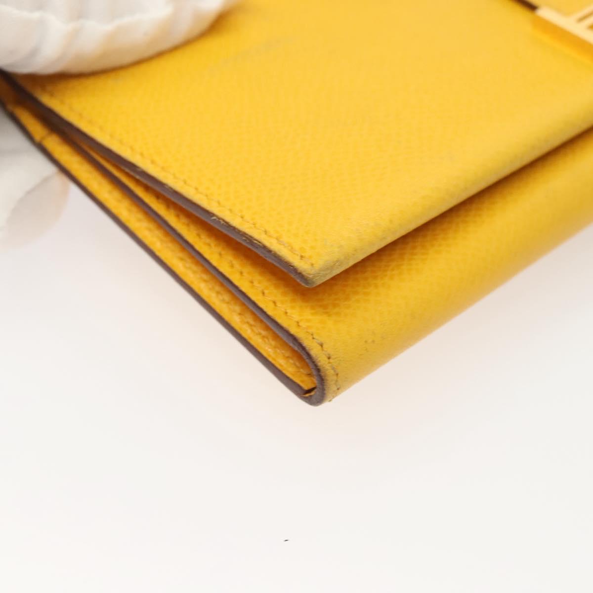 Hermès Béarn, Yellow, Leather, wallet