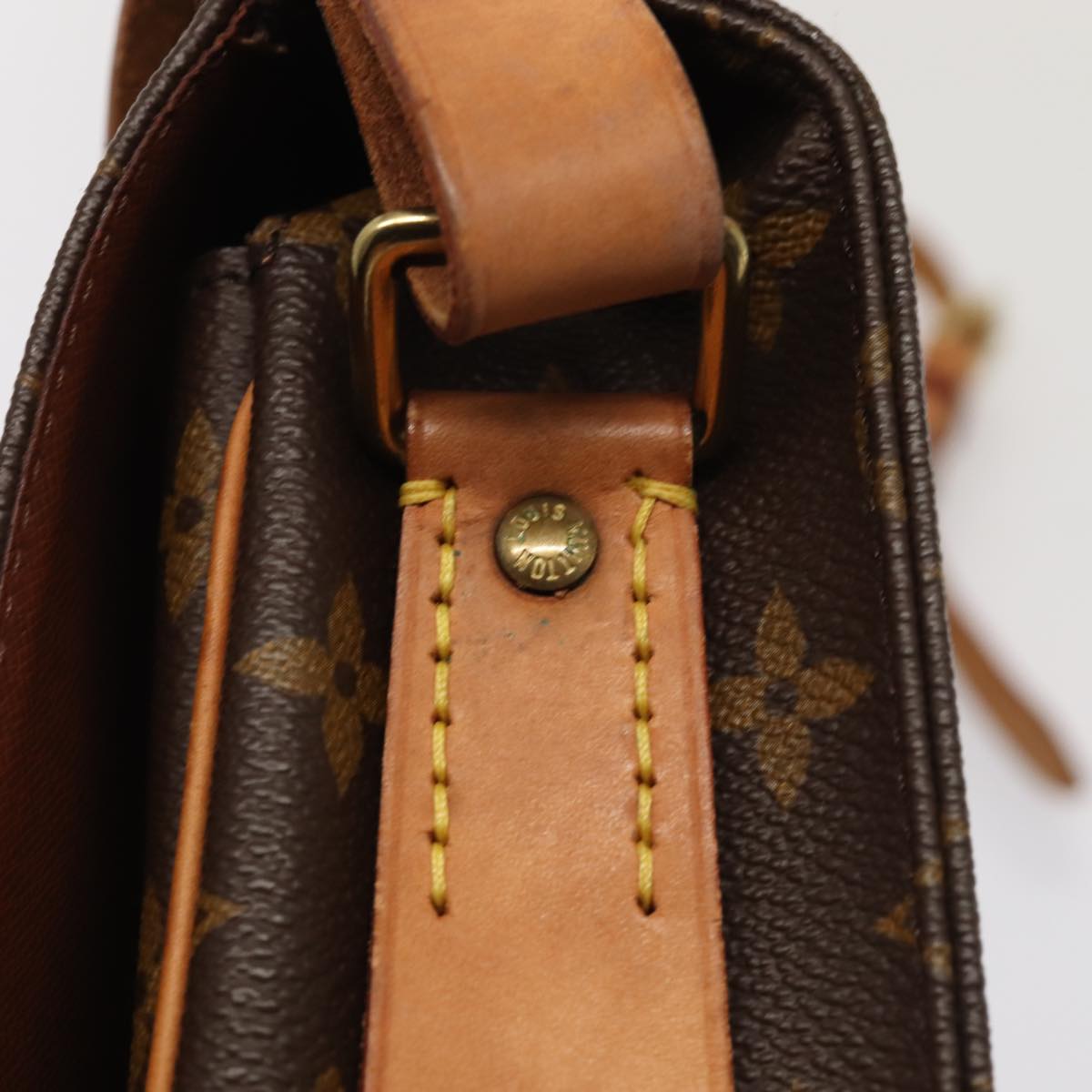 Louis Vuitton Cartouchière, Brown, Canvas, shoulder