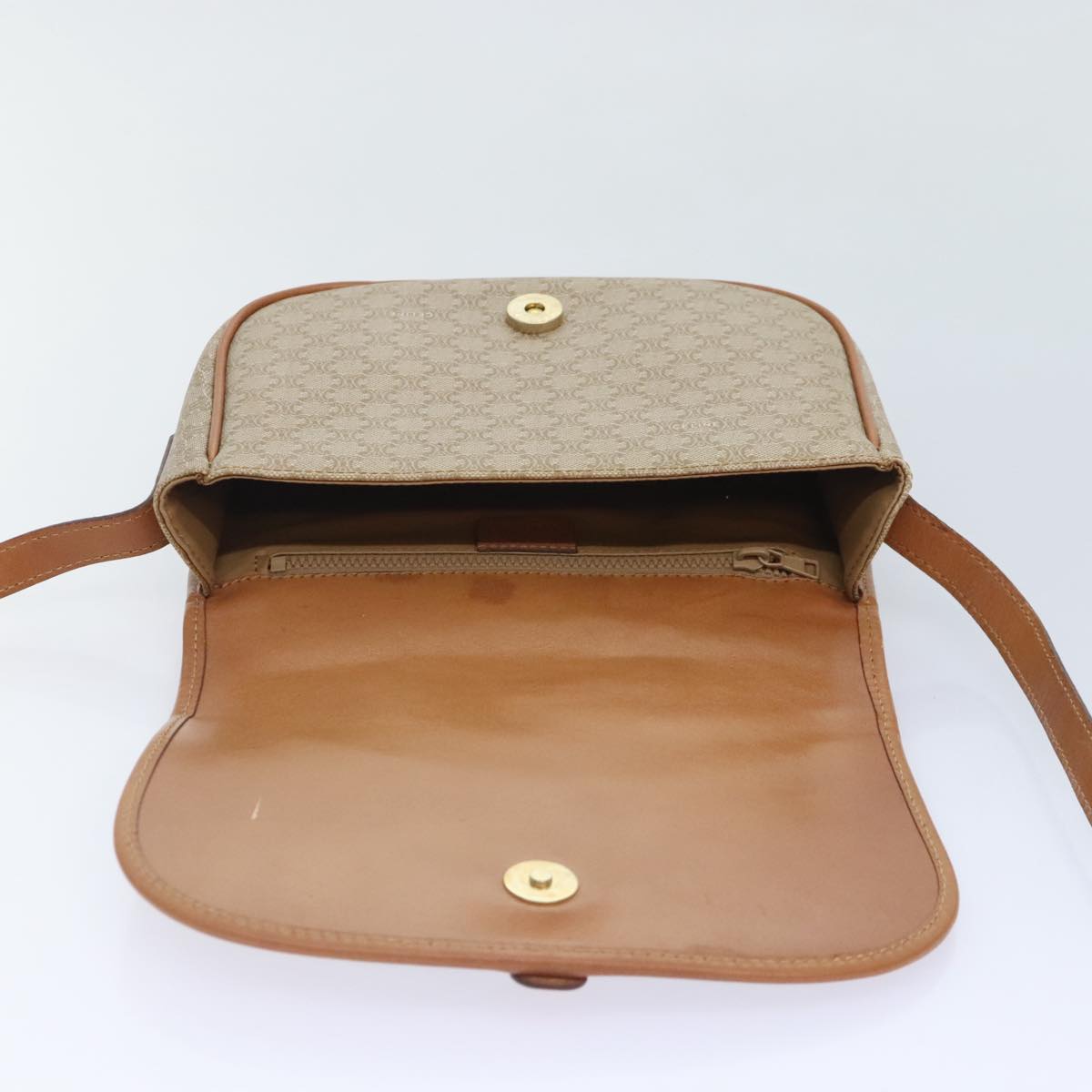 Céline, Beige, Canvas, shoulder