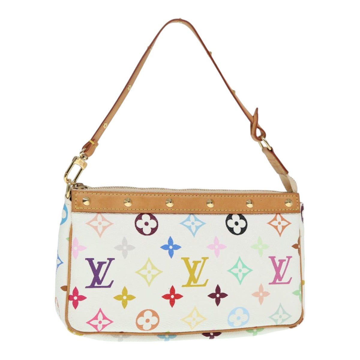 Louis Vuitton Pochette Accessoire, White, Canvas, clutch