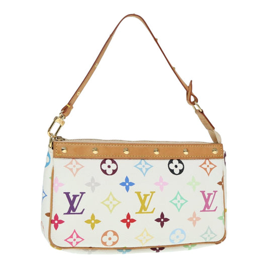 Louis Vuitton Pochette Accessoire, White, Canvas, clutch