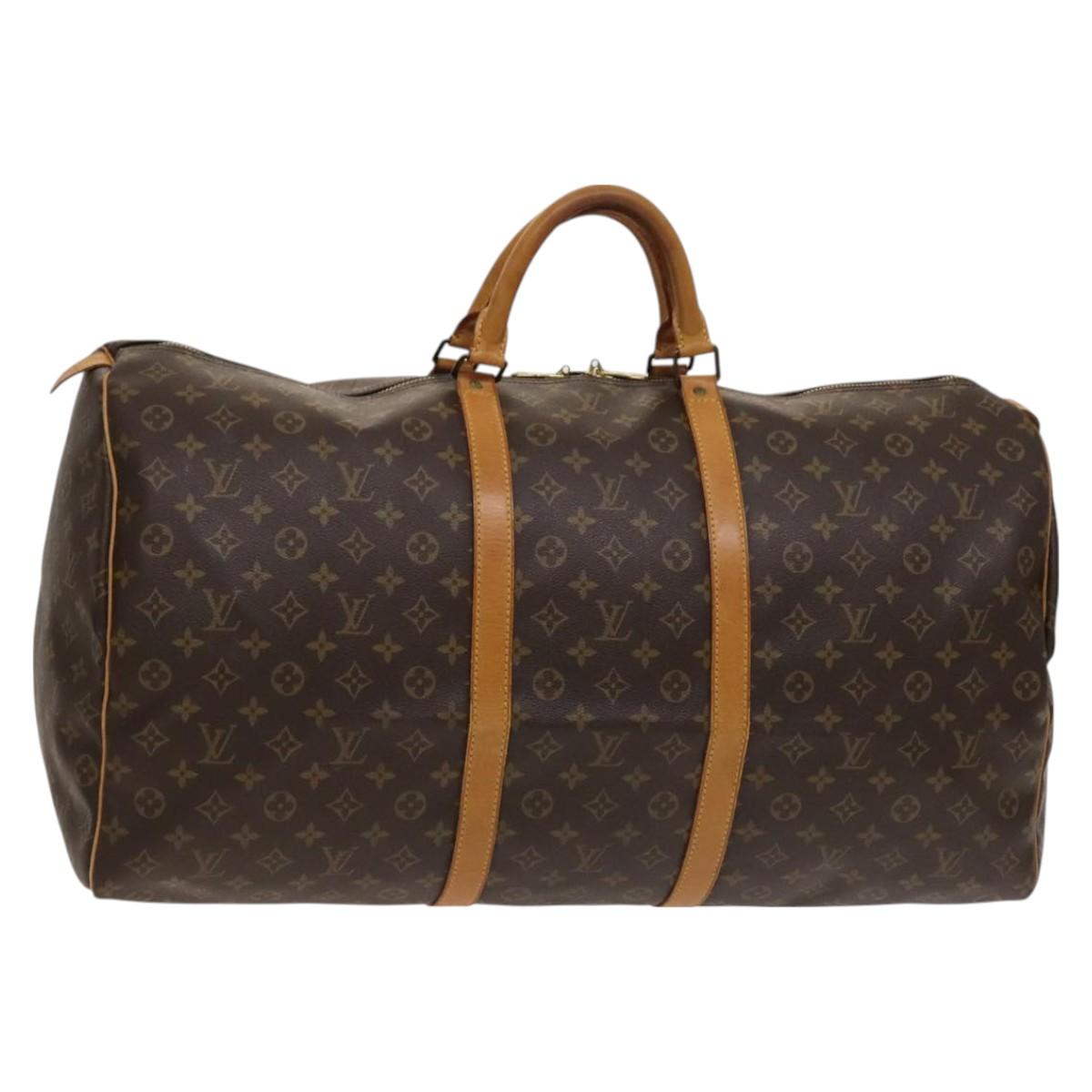Louis Vuitton Keepall 60, Brown, Canvas, travel