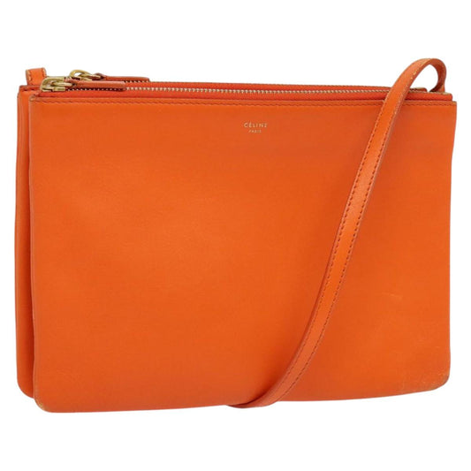 Céline Trio, Orange, Leather, shoulder