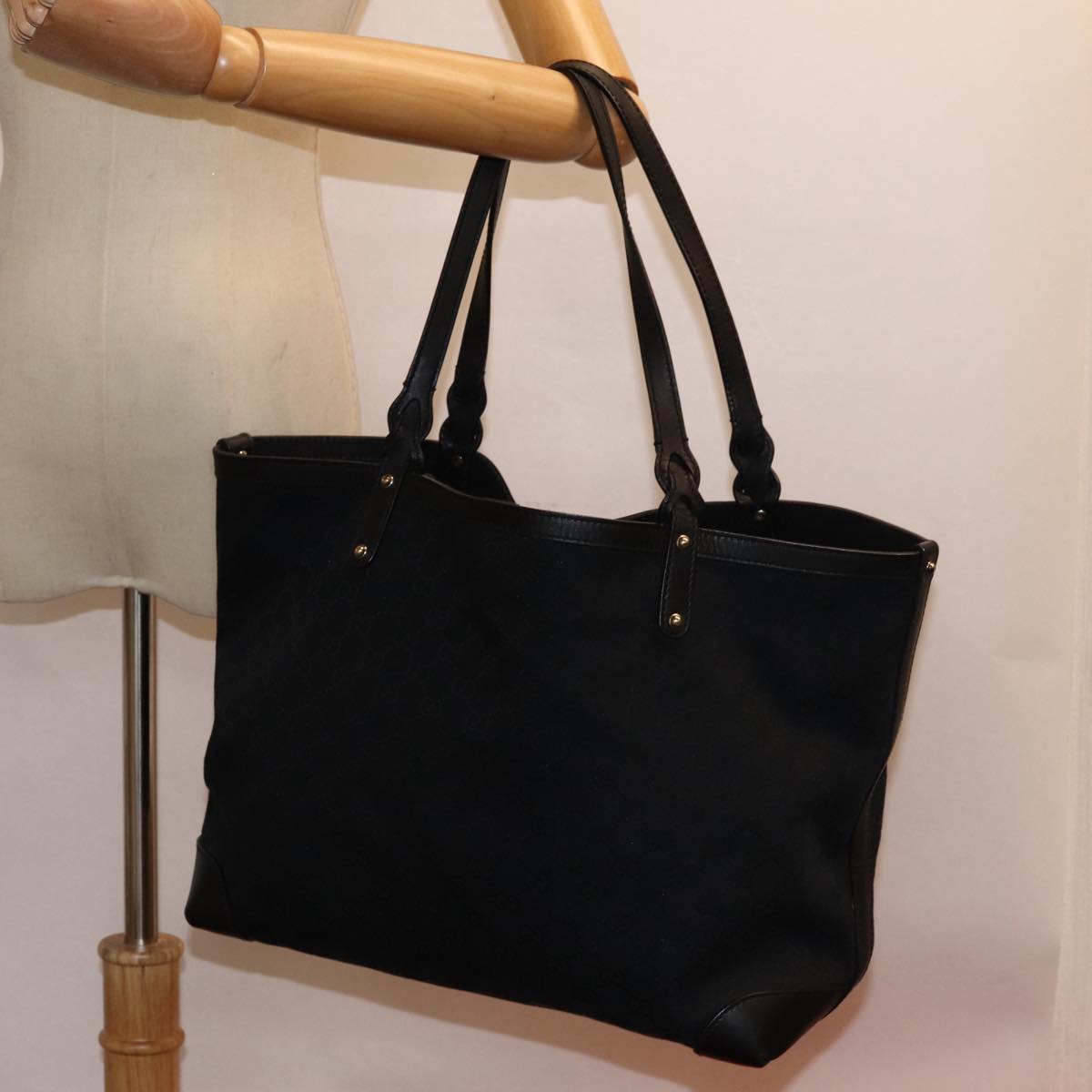 Gucci GG canvas, Black, Canvas, tote