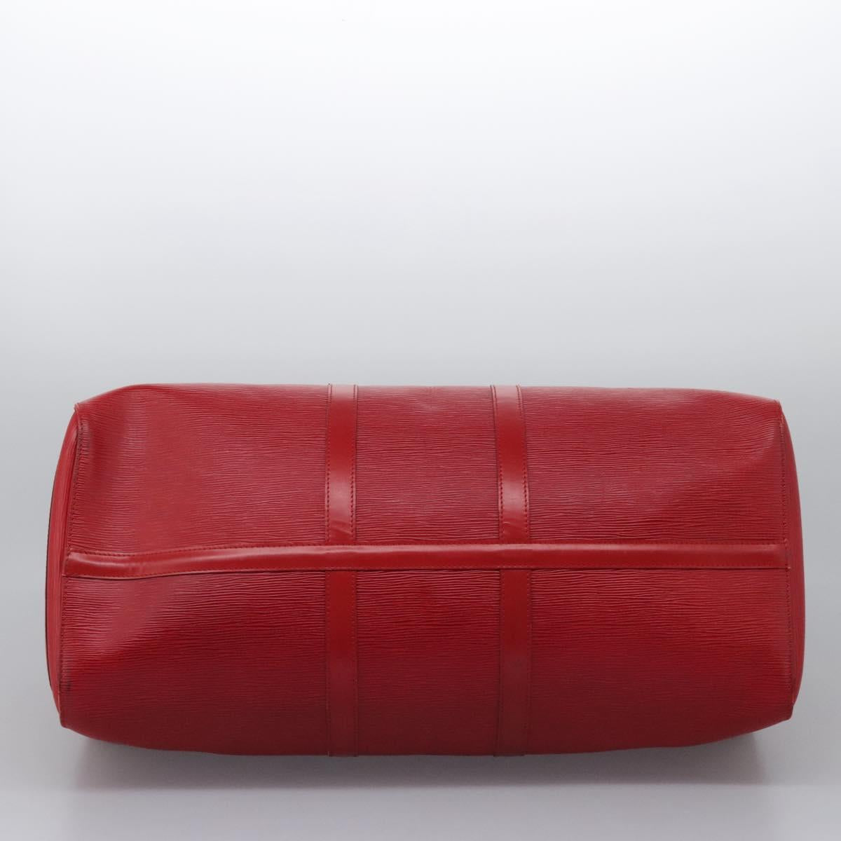 Louis Vuitton Keepall 55, Red, Leather, travel
