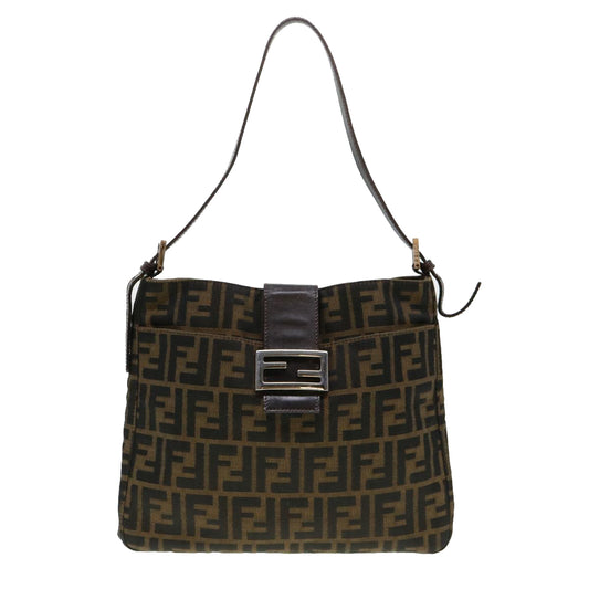 Fendi Zucca, Brown, Canvas, shoulder