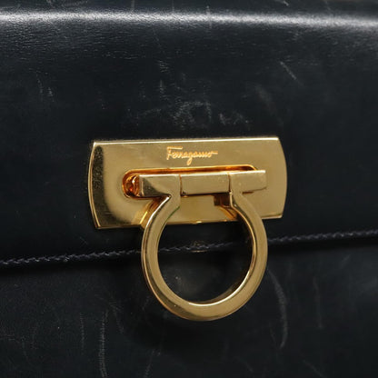 Salvatore Ferragamo Gancini, Black, Leather, handbag