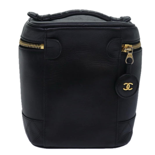Chanel Vanity, Black, Leather, clutch