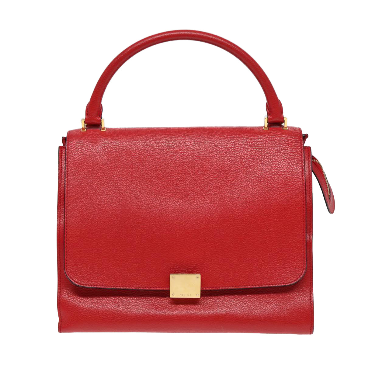 Céline Trapèze, Red, Leather, handbag