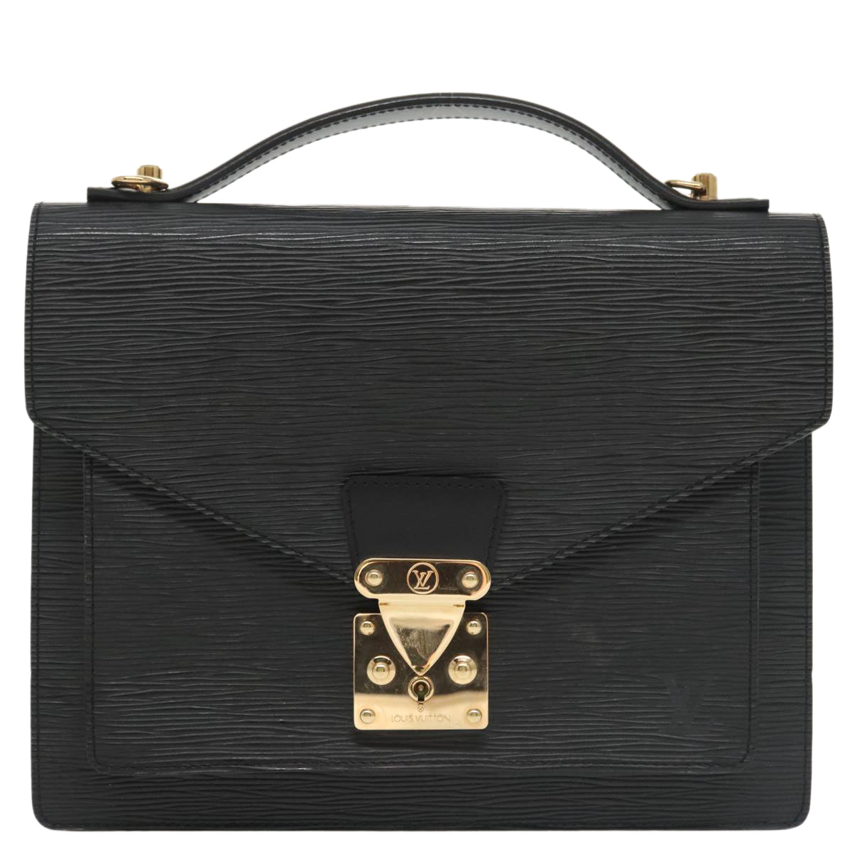 Louis Vuitton Monceau, Black, Leather, briefcase