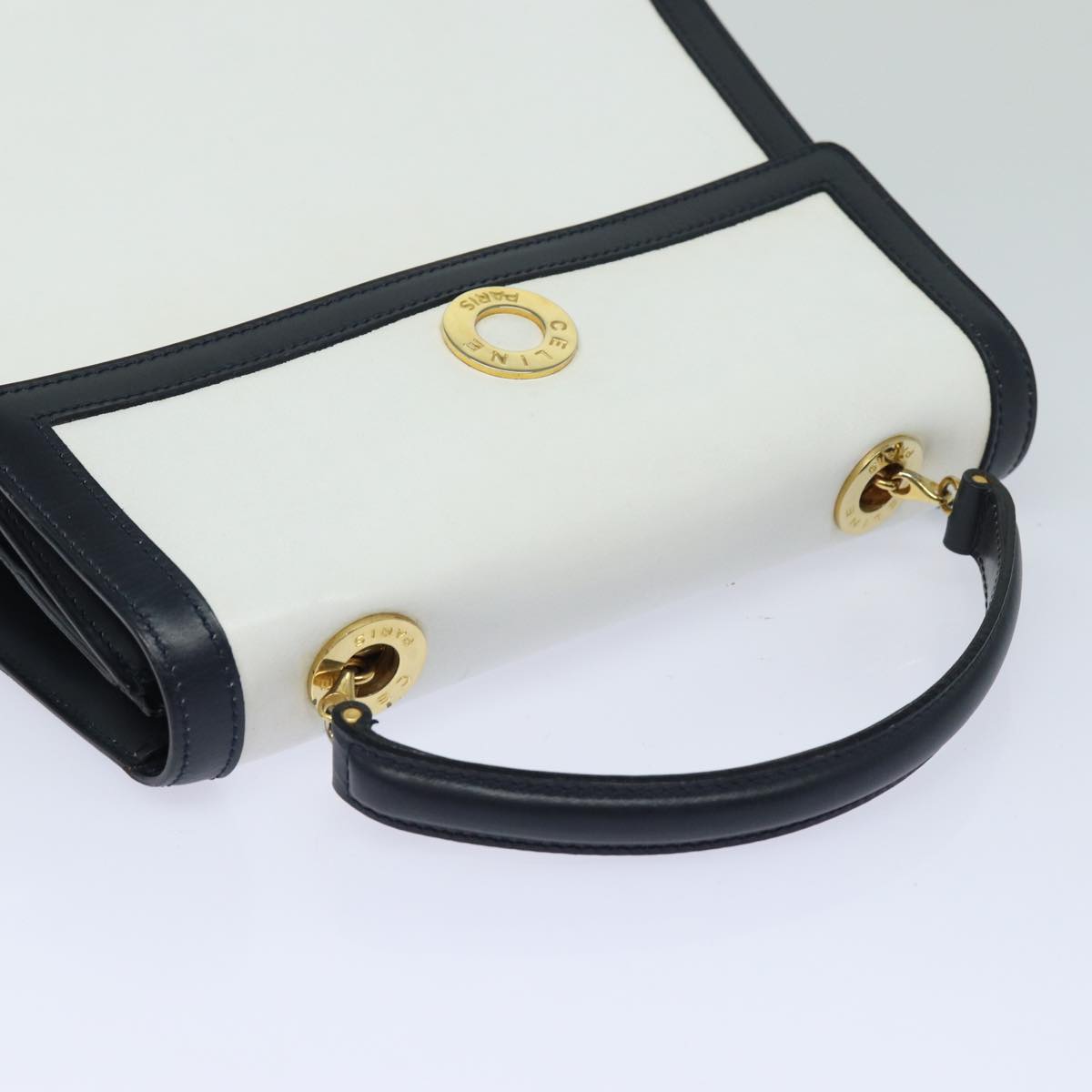 Celine Handbag Leather, WHITE, LEATHER, Handbag