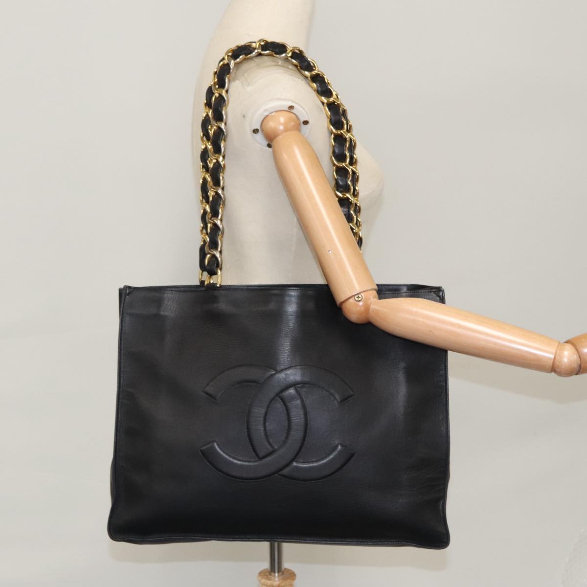 Chanel Cc, Black, Leather, tote