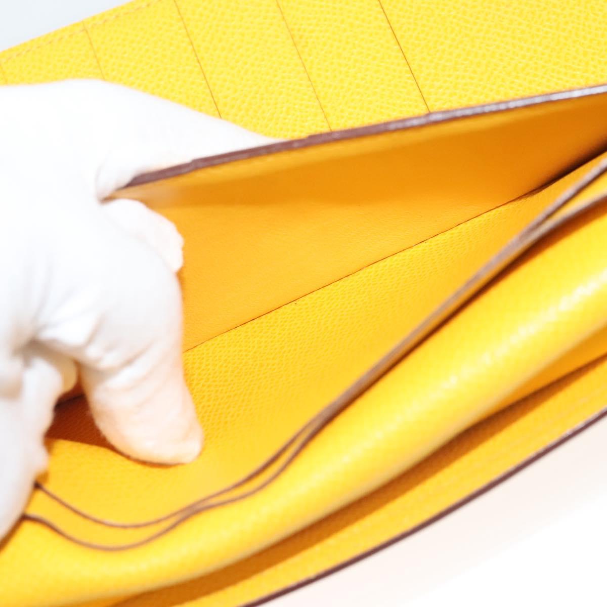 Hermès Béarn, Yellow, Leather, wallet