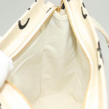 Chanel Cc, White, Canvas, tote
