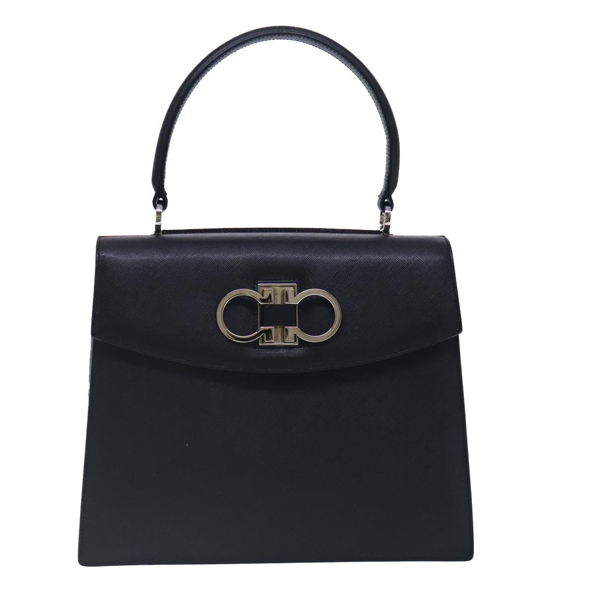 Salvatore Ferragamo Gancini, Black, Leather, handbag