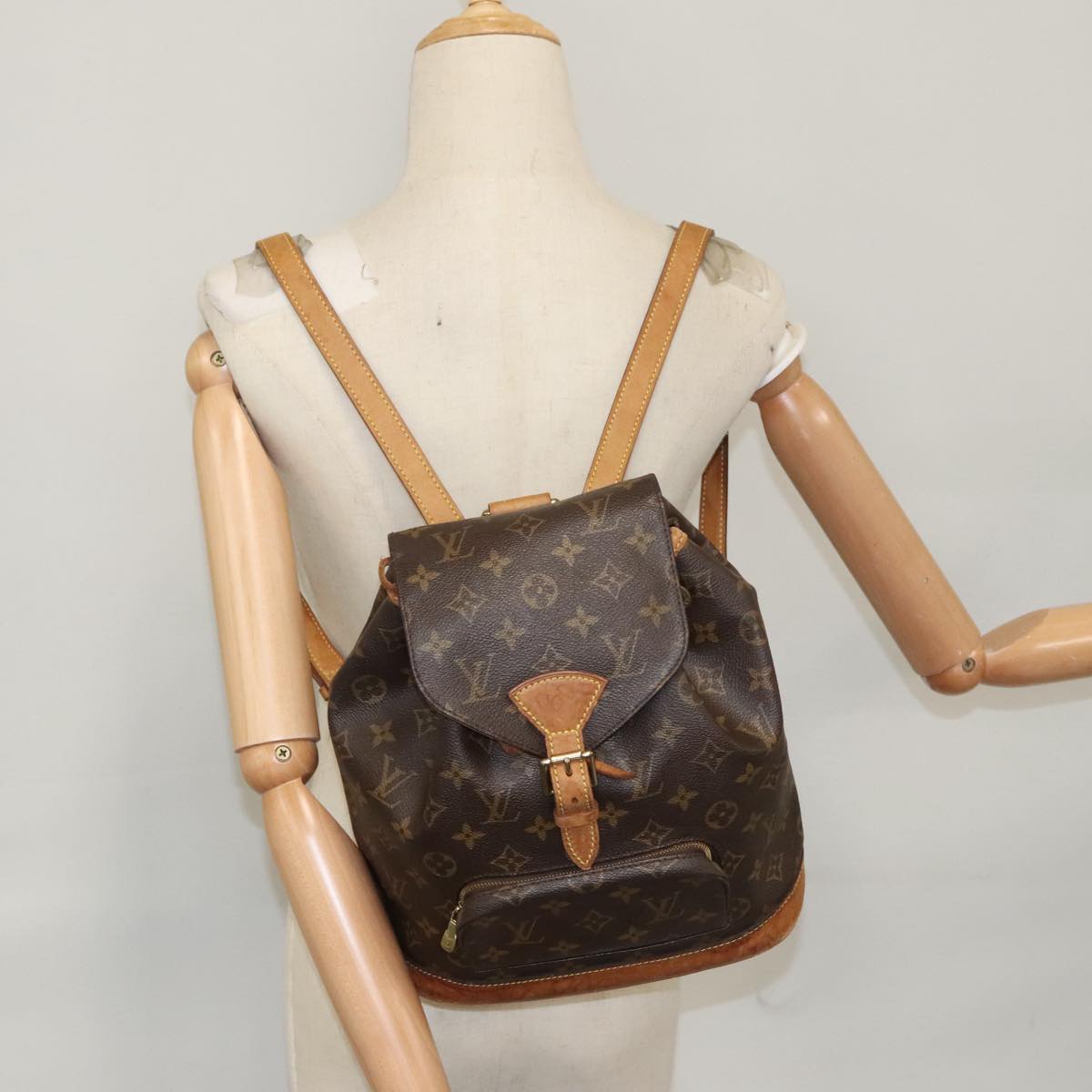 Louis Vuitton Montsouris MM, Brown, Canvas, backpack