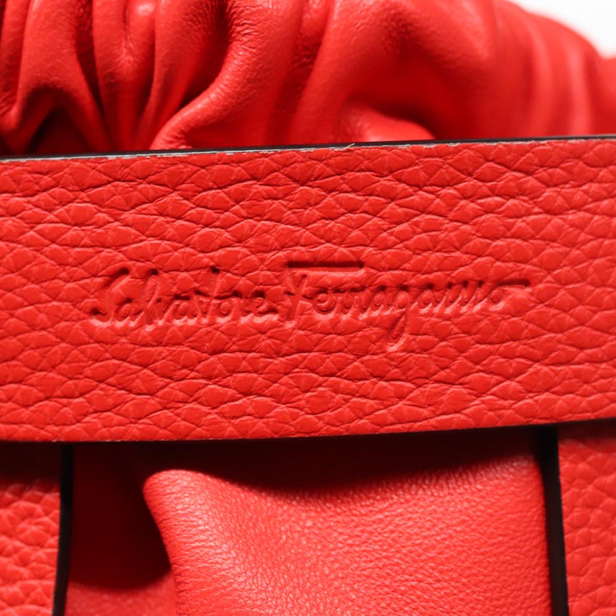 Salvatore Ferragamo, Red, Leather, shoulder