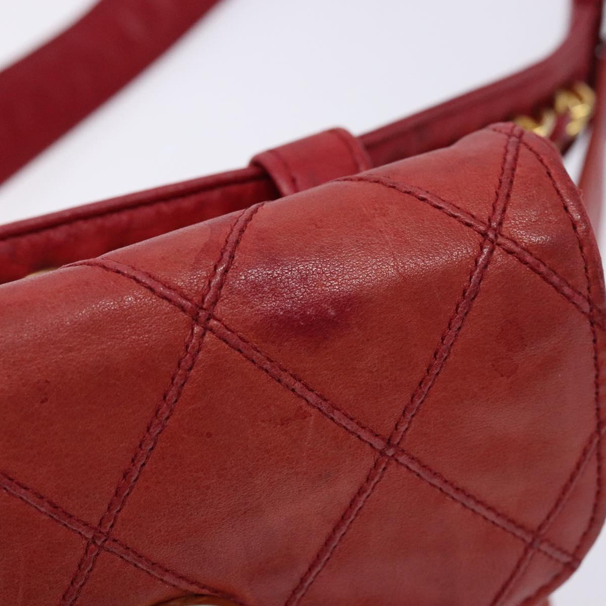 Chanel Bag belt, Red, Leather, clutch