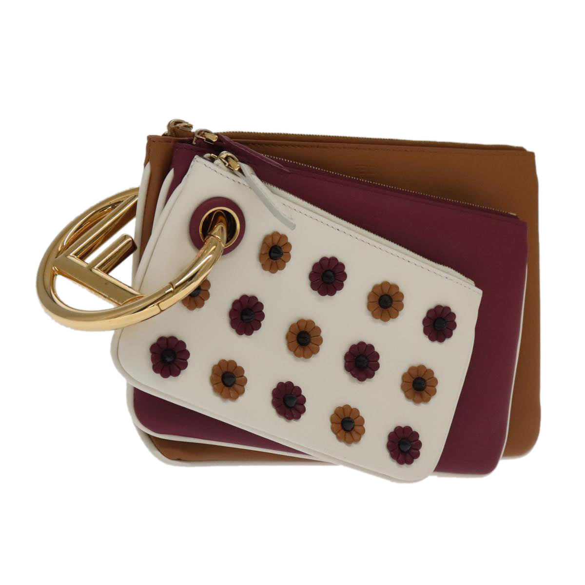 Fendi Triplet, Multicolour, Leather, clutch