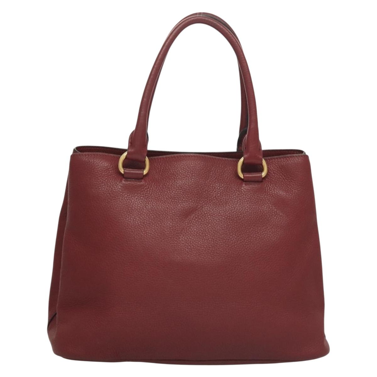 Prada Vitello, Burgundy, Leather, handbag