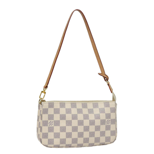 Louis Vuitton Pochette accessoires, White, Canvas, clutch