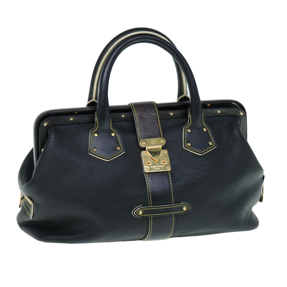 Louis Vuitton Suhali, Black, Leather, handbag