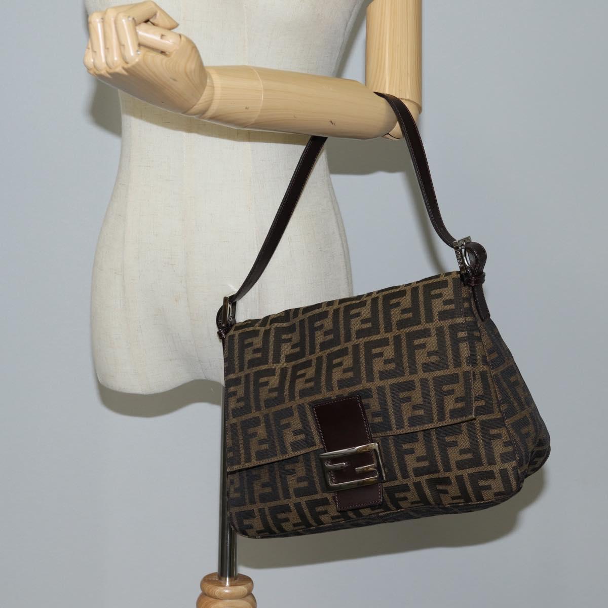 Fendi Mamma Baguette, Black, Canvas, shoulder