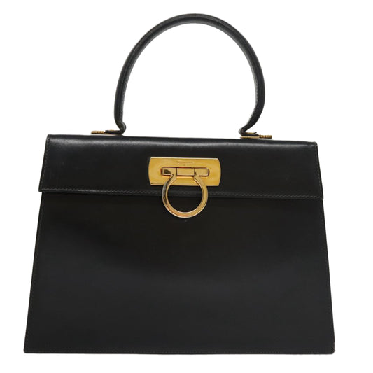 Salvatore Ferragamo Gancini, Black, Leather, handbag