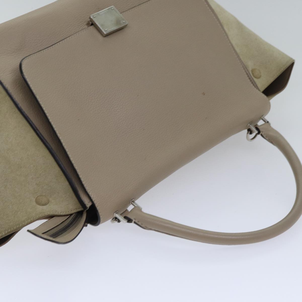 Céline Trapèze, Beige, Leather, handbag