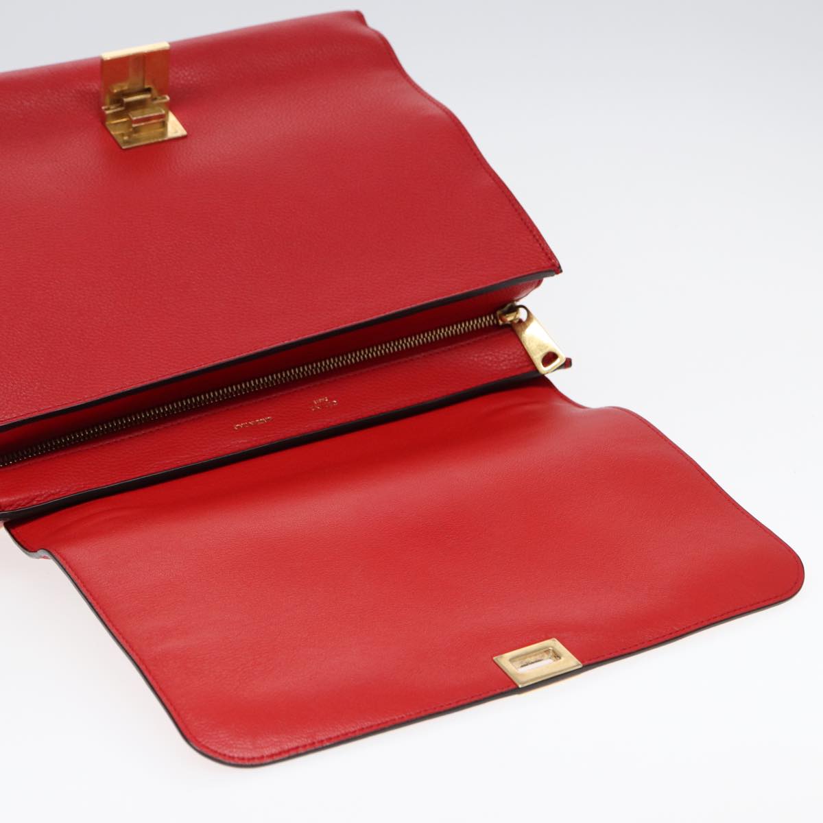 Céline Trapèze, Red, Leather, handbag