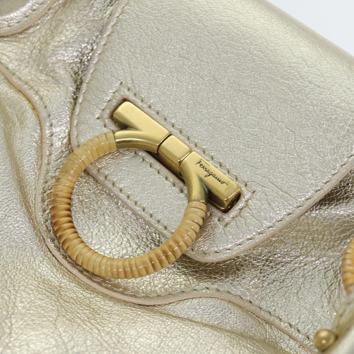 Salvatore Ferragamo Marisa, Gold, Leather, handbag