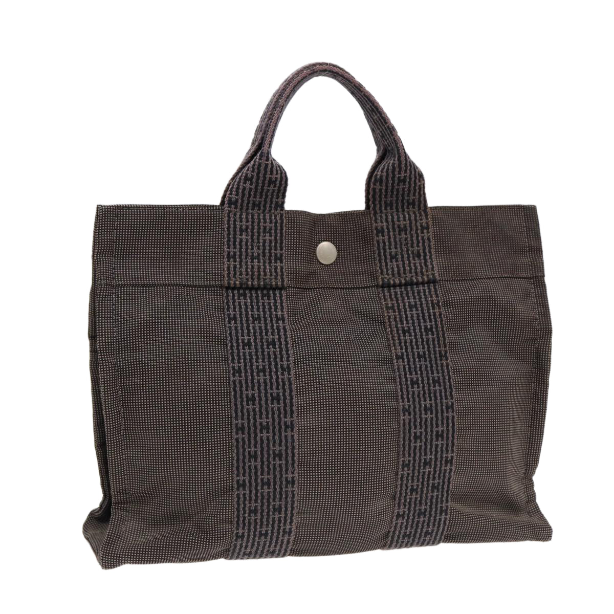 Hermès Herline, Grey, Canvas, handbag