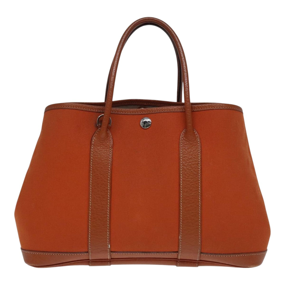 Hermès Garden Party, Brown, Canvas, handbag