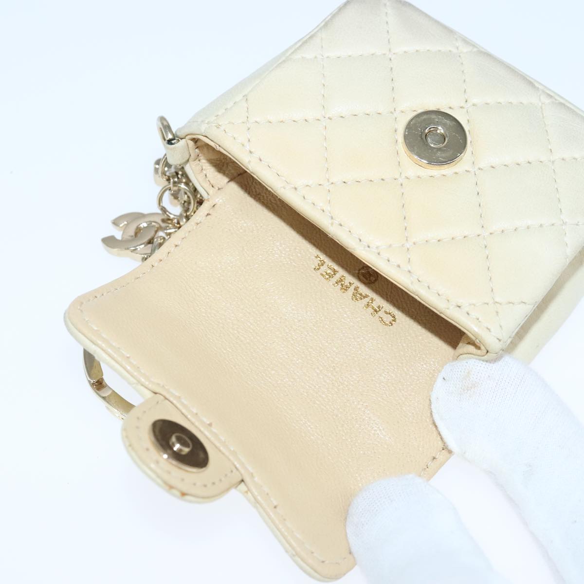 Chanel Coco Mark, Beige, Leather, wallet