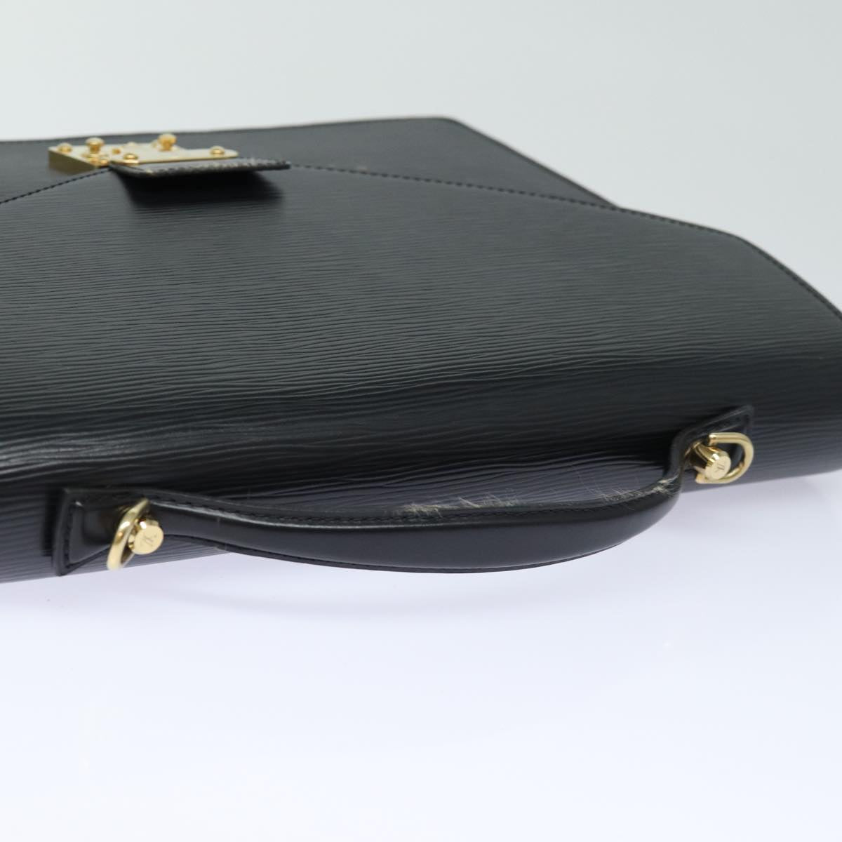 Louis Vuitton Porte Documents, Black, Leather, briefcase