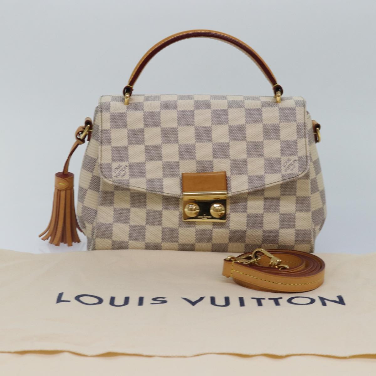 Louis Vuitton Croisette, White, Canvas, handbag