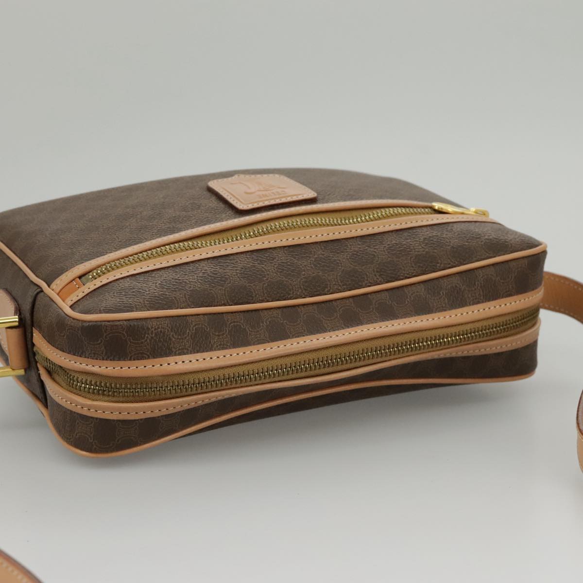 Céline Triomphe, Brown, Canvas, shoulder