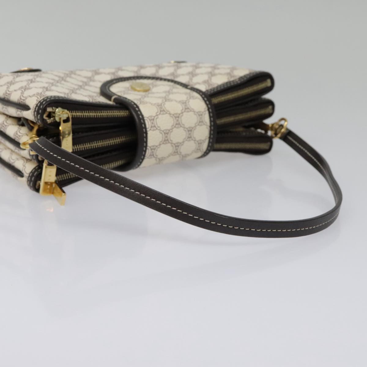 Céline Triomphe, White, Leather, clutch