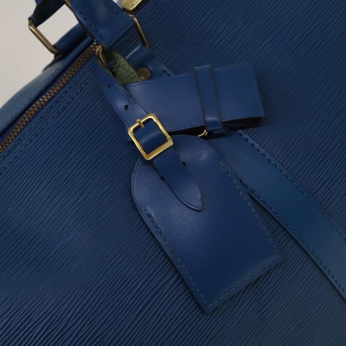 Louis Vuitton Keepall 55, Blue, Leather, travel