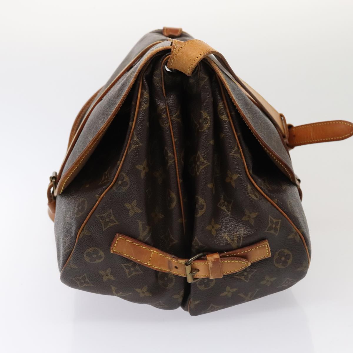 Louis Vuitton Saumur 35, Brown, Canvas, shoulder