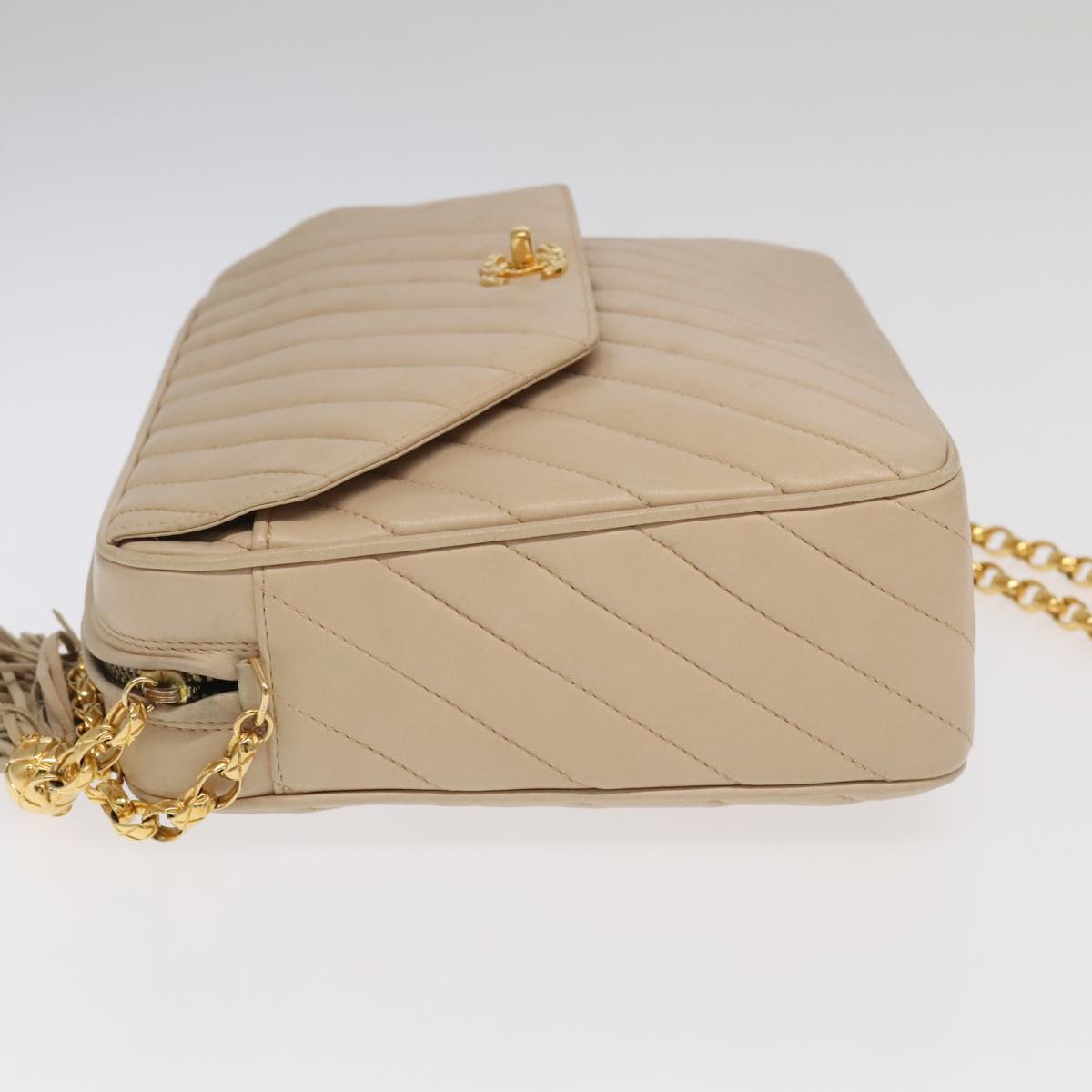 Chanel Coco Mark, Beige, Leather, shoulder