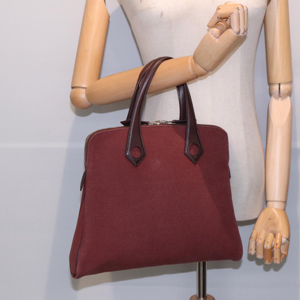 Hermès Heeboo, Burgundy, Canvas, handbag