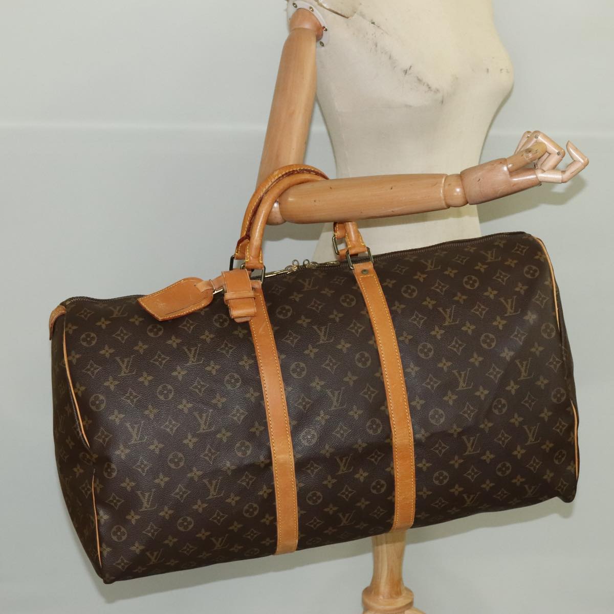 Louis Vuitton Keepall 60, Brown, Canvas, travel