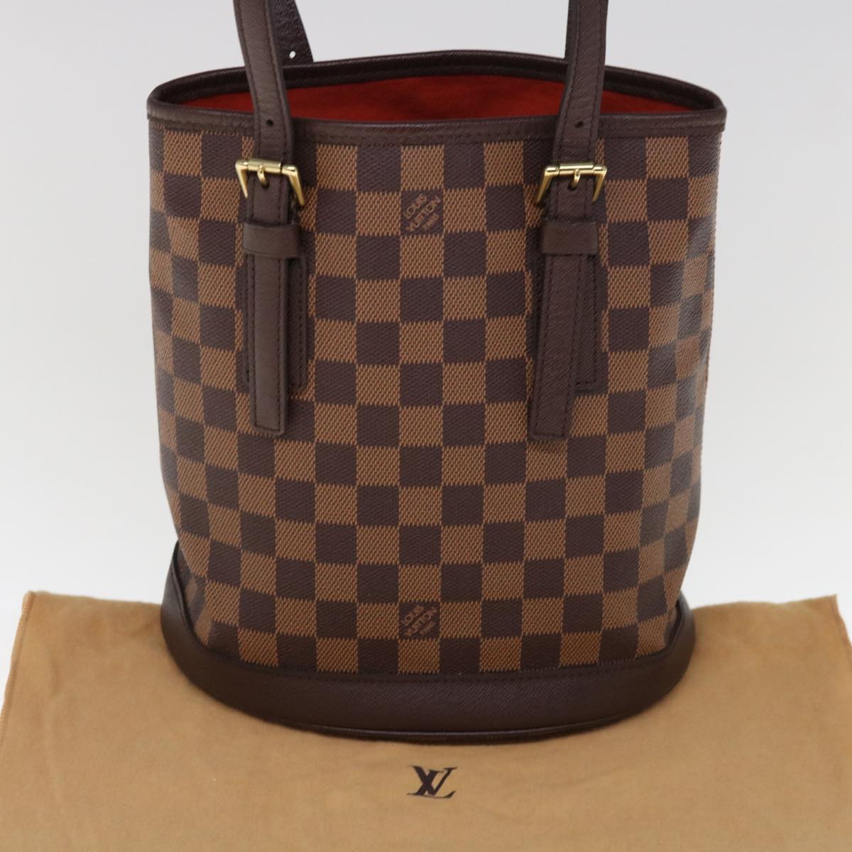 Louis Vuitton Bucket, Brown, Canvas, shoulder