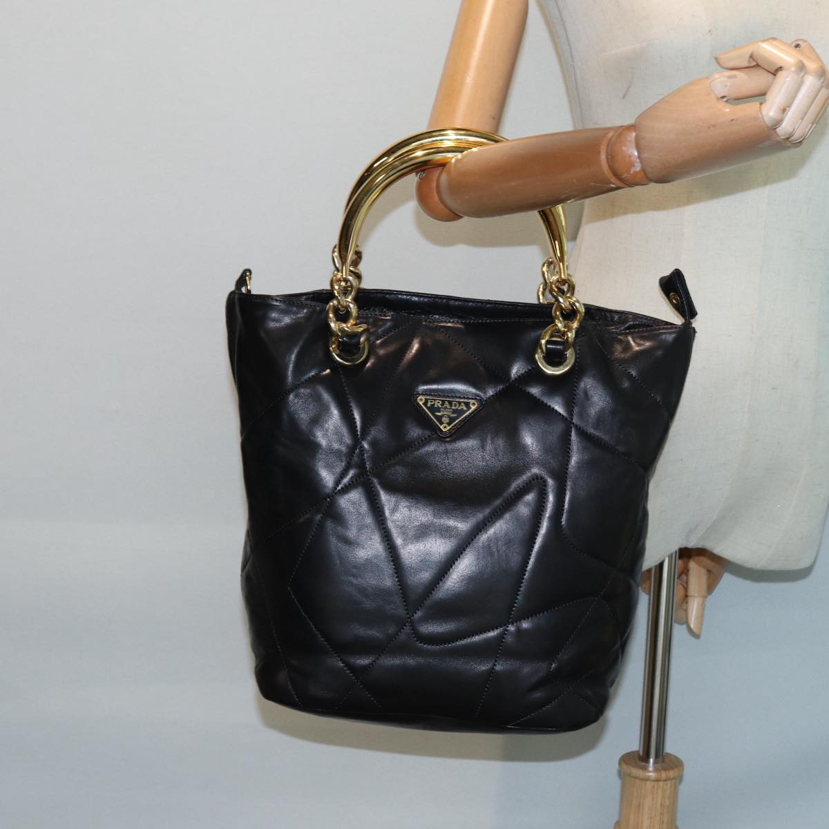 Prada, Black, Leather, handbag