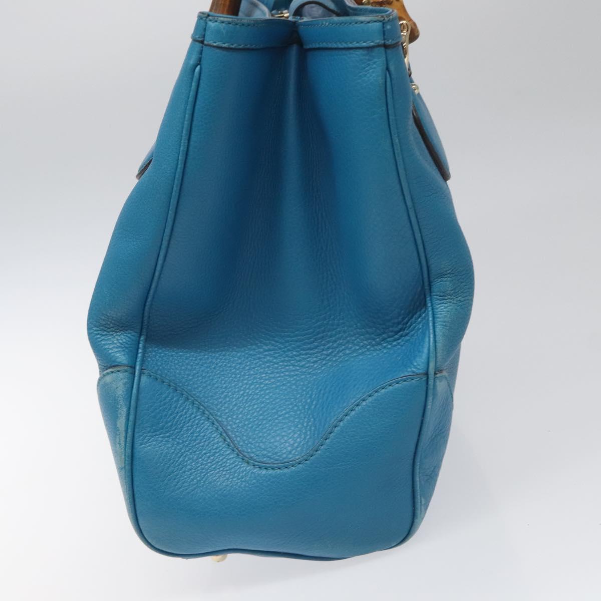 Gucci Bamboo, Blue, Leather, handbag